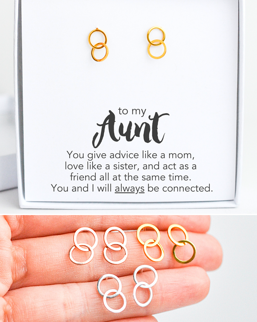 Connected Stud Earrings for Aunt