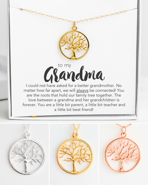 Grandma Family Tree Necklace – Silver and Ivy