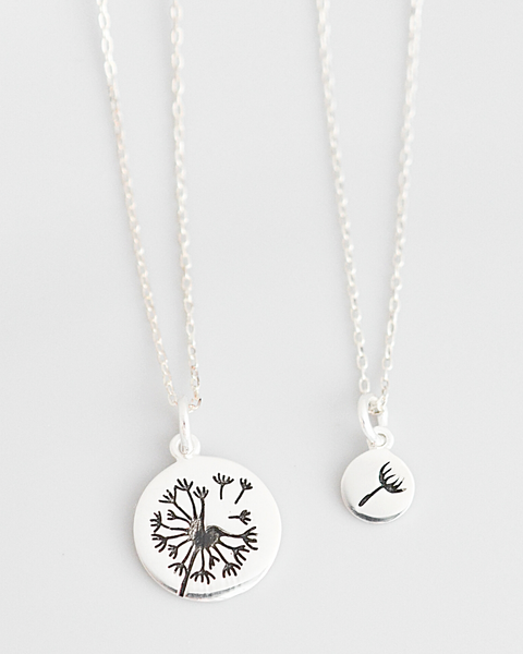 Dandelion Necklace Set – Silver and Ivy - Main Image