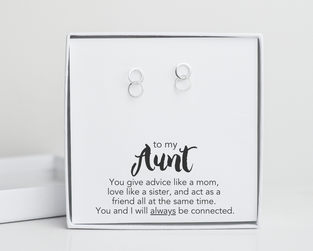 Connected Stud Earrings for Aunt