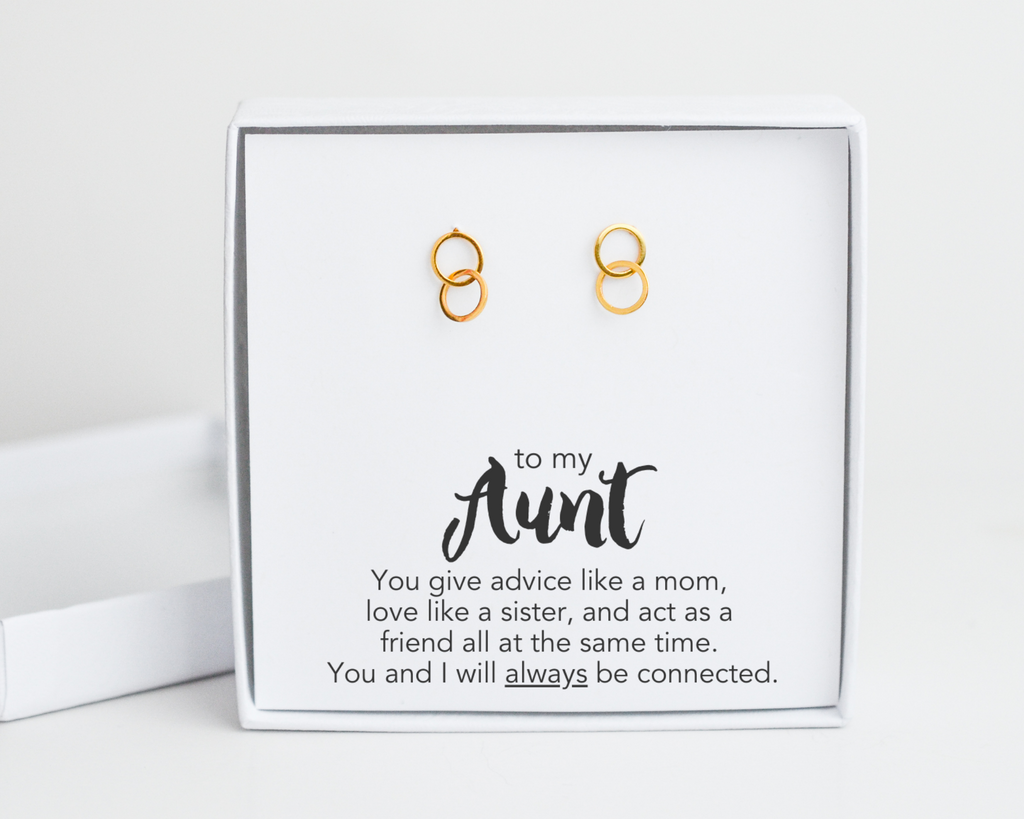 Connected Stud Earrings for Aunt