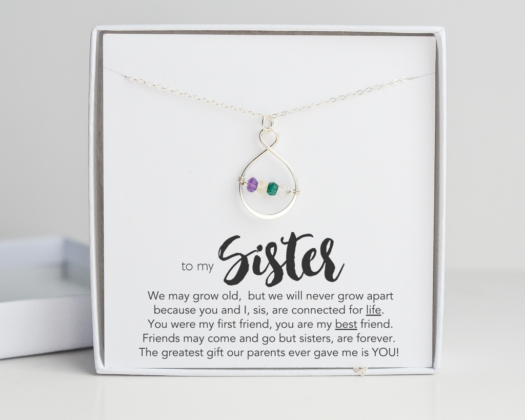 Sister Small Infinity Birthstone Necklace