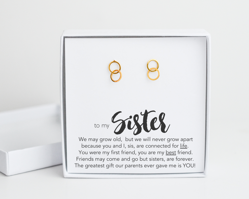 Connected Stud Earrings for Sister