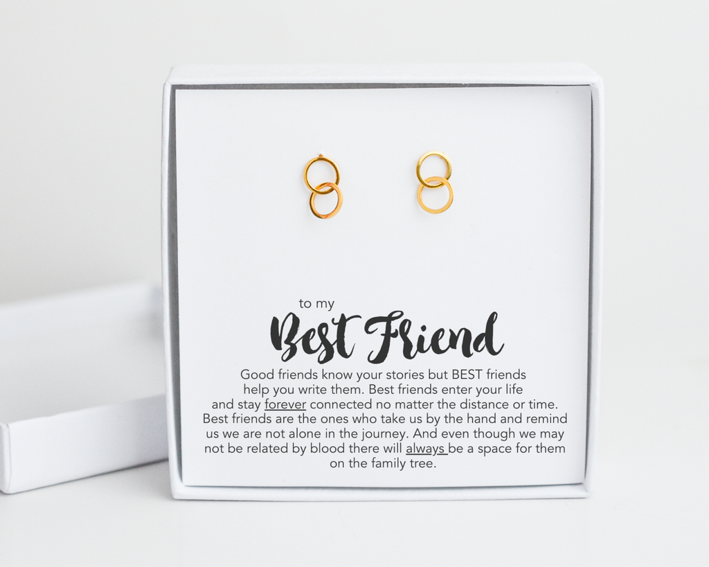 Connected Stud Earrings for Best Friend