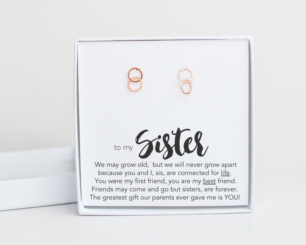 Connected Stud Earrings for Sister