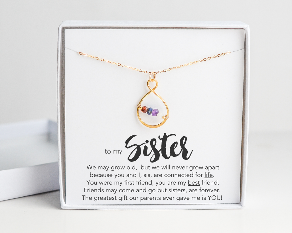 Sister Small Infinity Birthstone Necklace