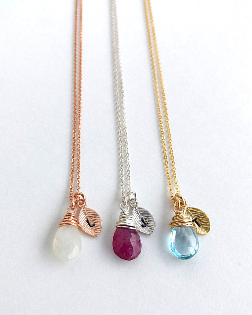 Personalized Initial Birthstone Necklace