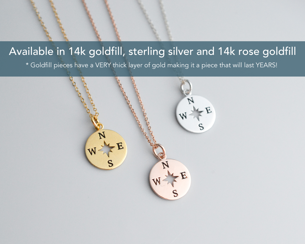 Trust in the Lord, Proverbs 3:5 Bible Verse Rose-Gold Filled Compass Necklace