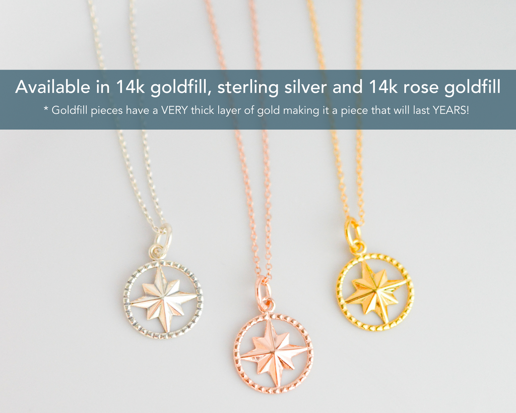 God is With You, Joshua 1:9 Bible Verse Gold Filled Compass Necklaces