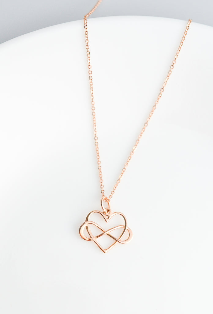 Trust in the Lord, Proverbs 3:5 Bible Verse Rose-Gold Filled Infinity Heart Necklace