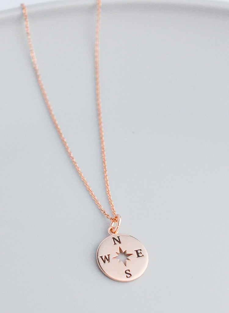 Trust in the Lord, Proverbs 3:5 Bible Verse Rose-Gold Filled Compass Necklace