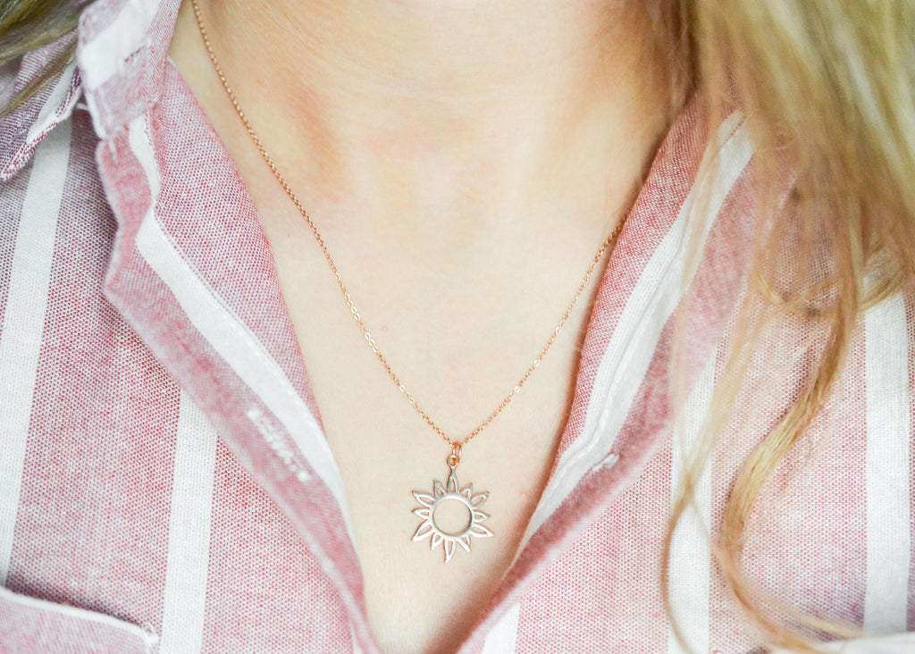 I Am a Child of God, 1 John 3:1 Bible Verse Rose-Gold Filled Sun Necklace