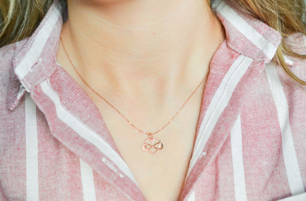 Trust in the Lord, Proverbs 3:5 Bible Verse Rose-Gold Filled Infinity Heart Necklace