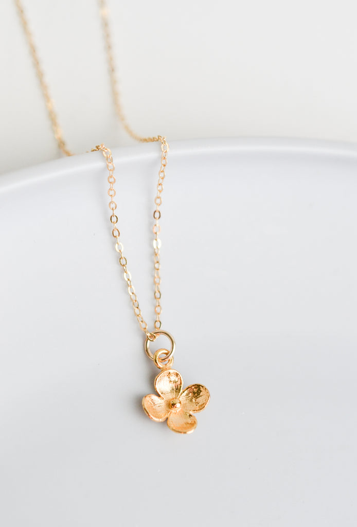 Bloom Where You are Planted, 1 Corinthians 7:20 Bible Verse Gold Filled Flower Necklace