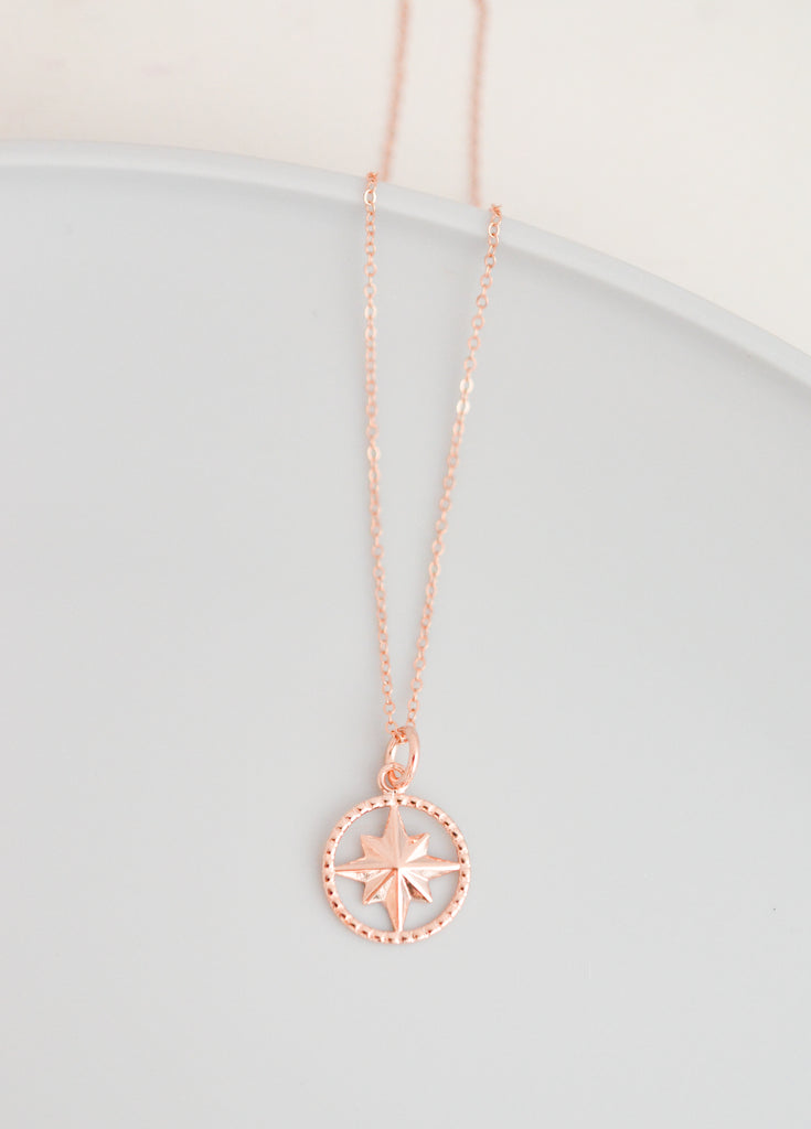 He Provides Necklace, Isaiah 58:11 Bible Verse Rose-Gold Filled Compass Necklace
