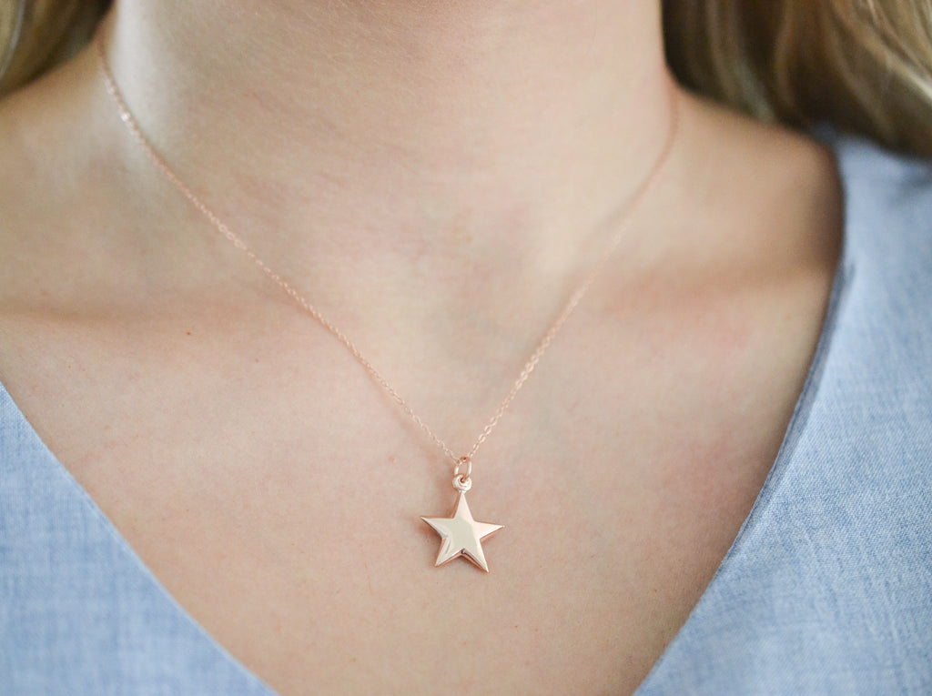 The Glory of God, Psalms 19:1 Bible Verse Rose-Gold Filled Star Necklace