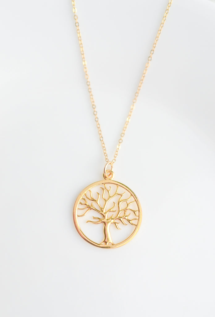 Be Rooted in Christ Necklace, Ephesians 3:17 Bible Verse Gold Filled Tree Necklace