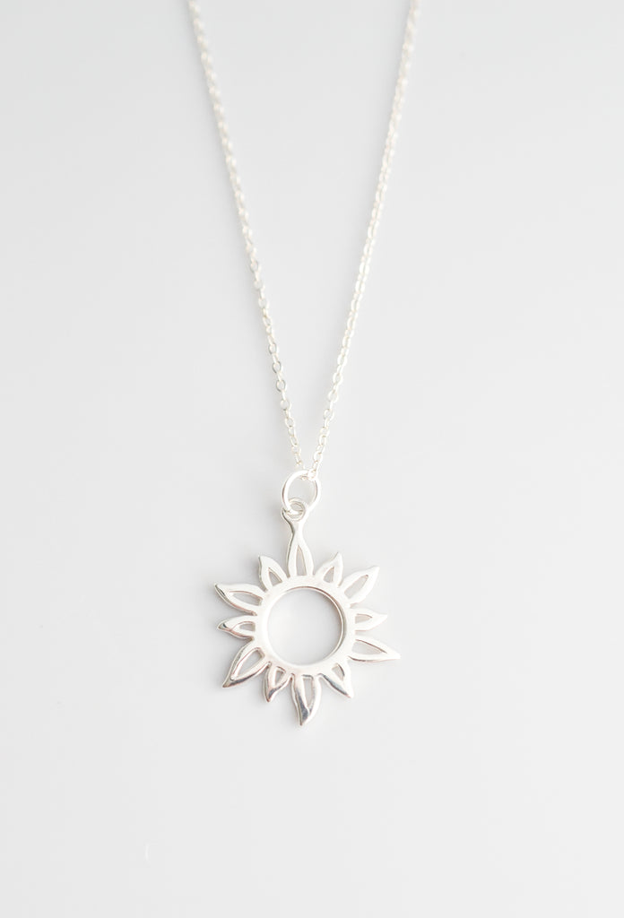 Sunbeam, 1 John 3:1 Bible Verse Sterling Silver Sun Necklace