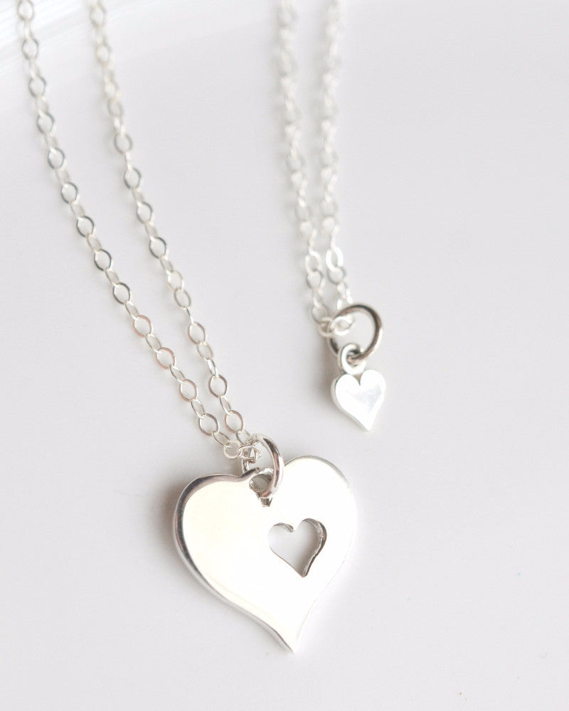 Mom and Daughter Silver Necklaces Set (1 Mom/1 Daughter)