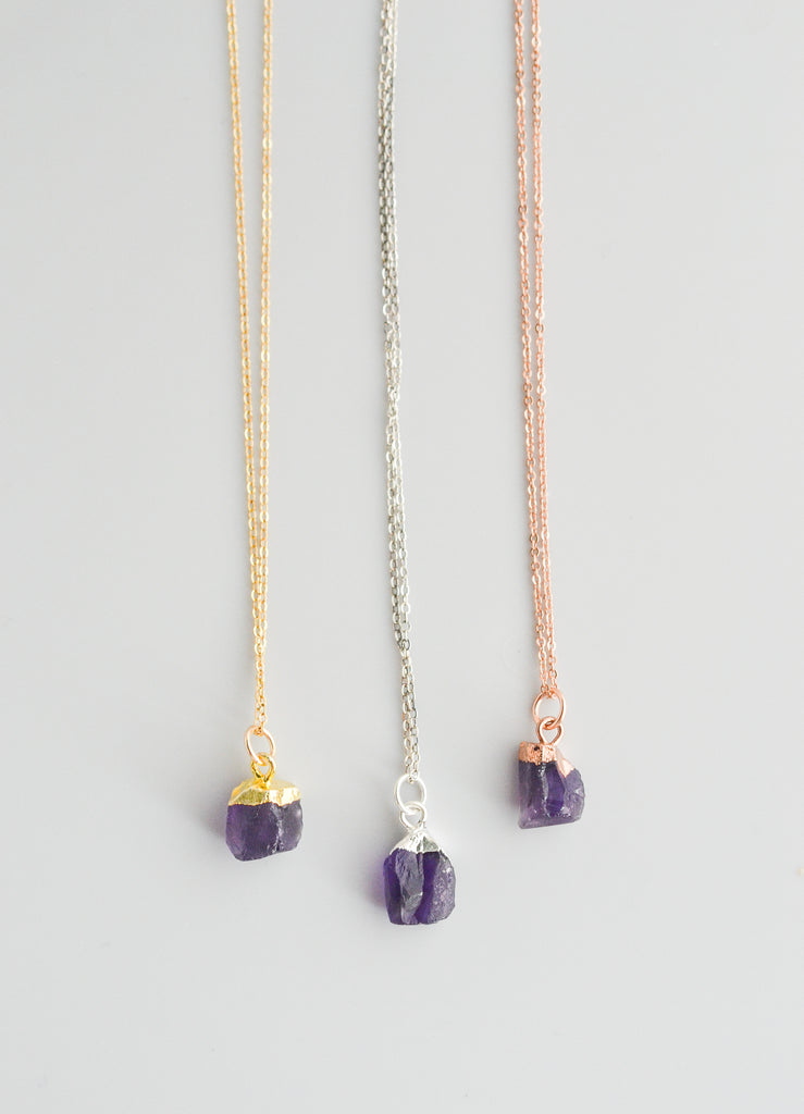 Raw Amethyst Gemstone Necklace