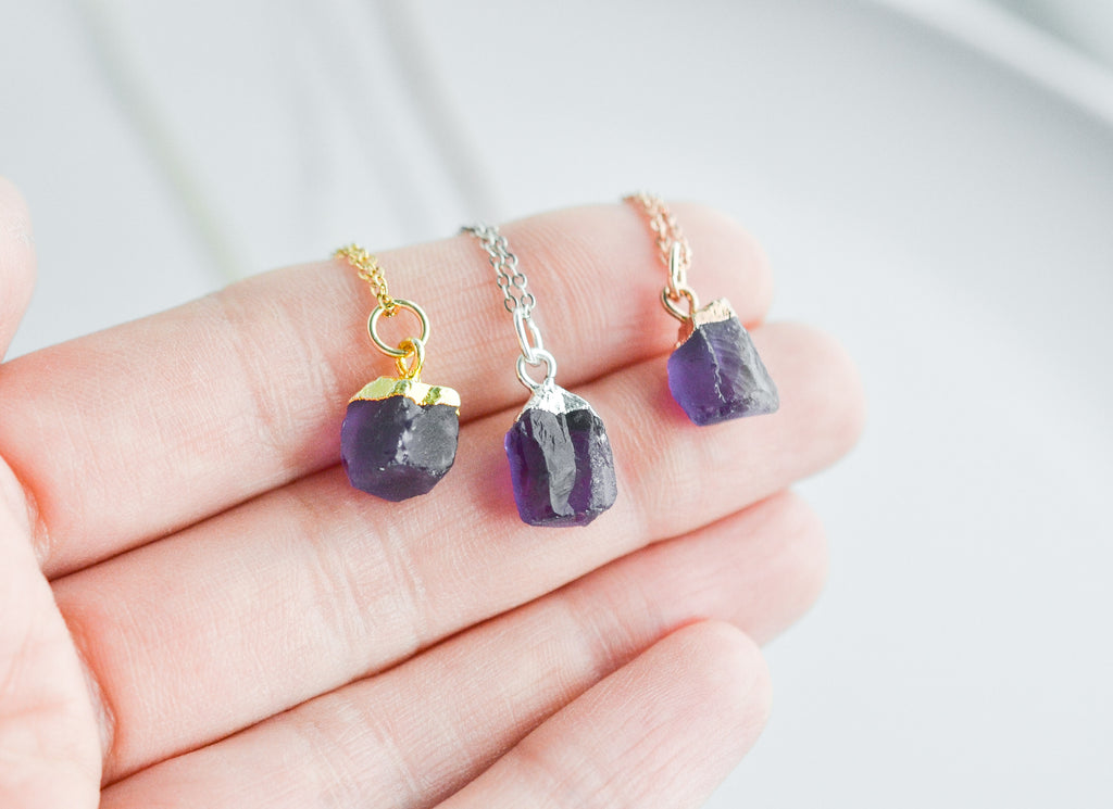 Raw Amethyst Gemstone Necklace