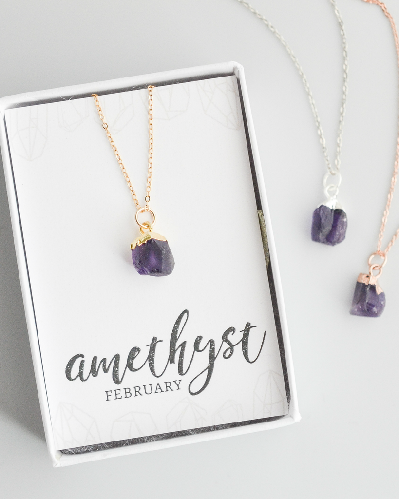 Raw Amethyst Gemstone Necklace