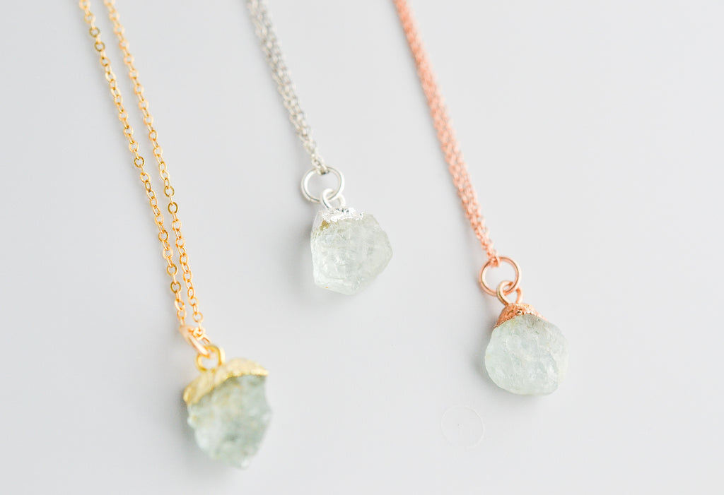 Raw Aquamarine Gemstone Necklace