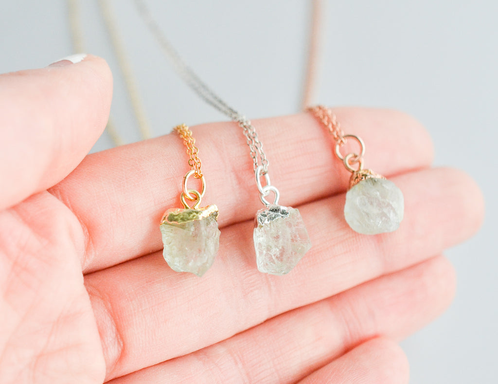 Raw Aquamarine Gemstone Necklace