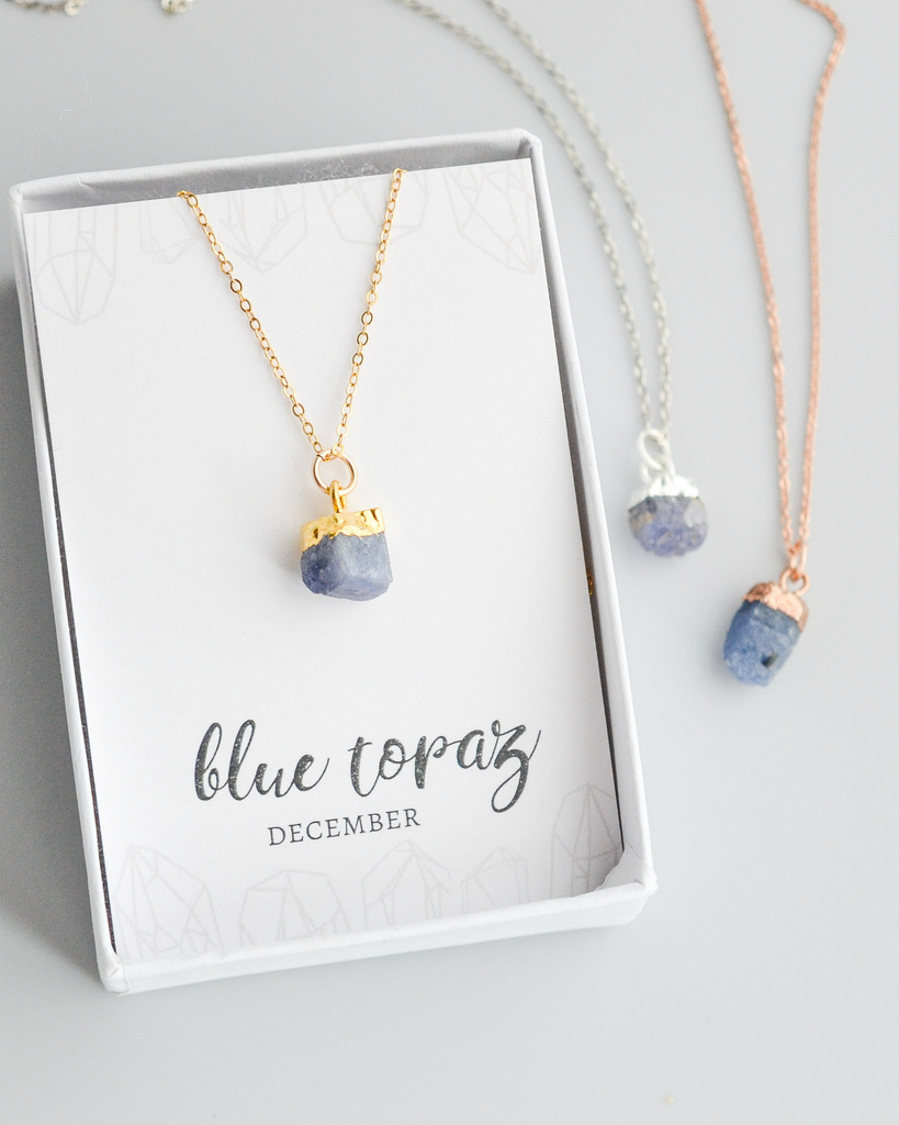 Raw Blue Topaz Gemstone Necklace