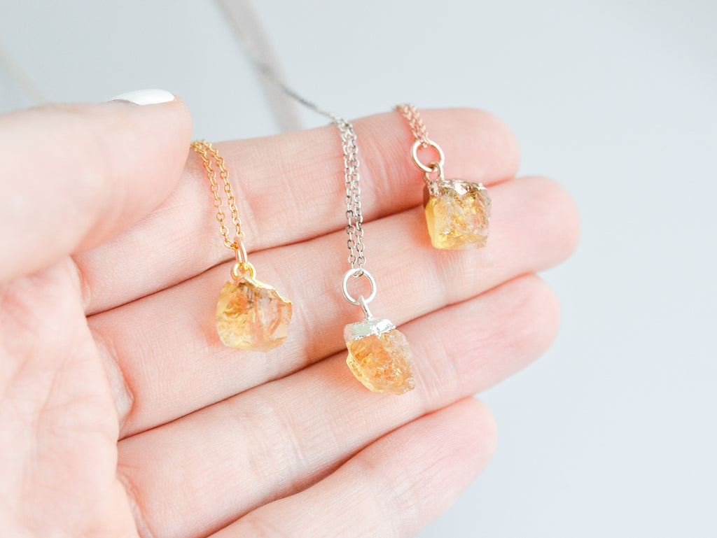 Raw Citrine Gemstone Necklace