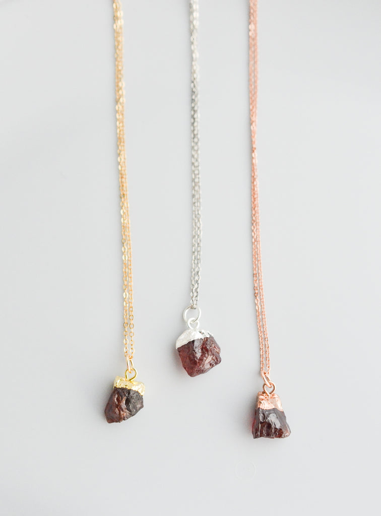 Raw Garnet Gemstone Necklace