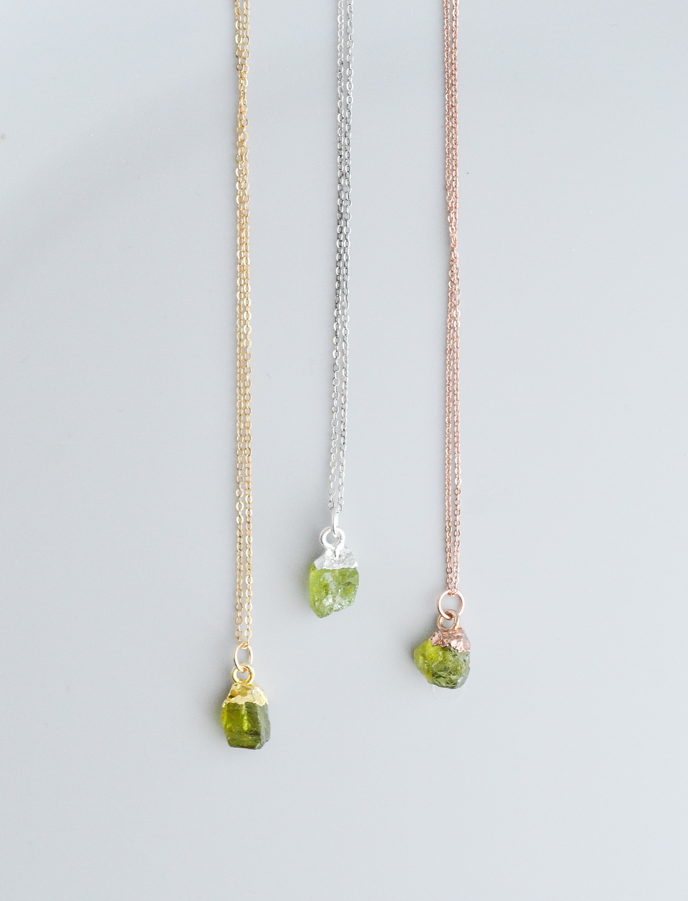 Peridot crystal necklace | Raw peridot 18