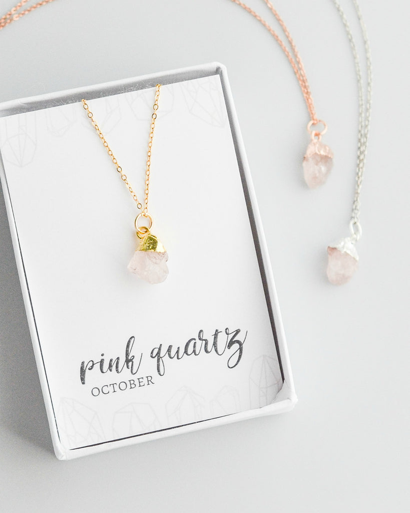 Raw Pink Quartz Gemstone Necklace