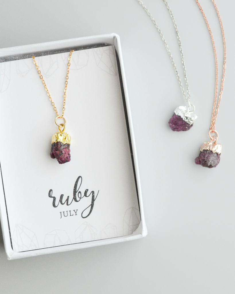 Raw Ruby Gemstone Necklace