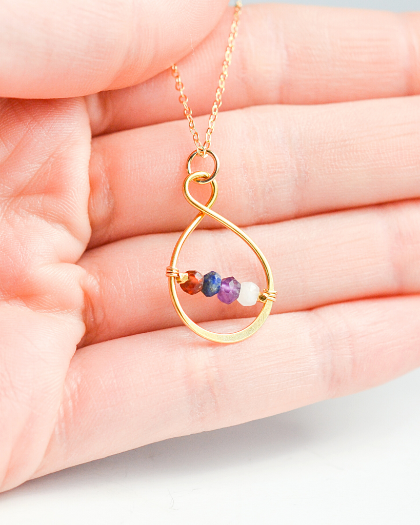 Mother's Small Infinity Birthstone Necklace