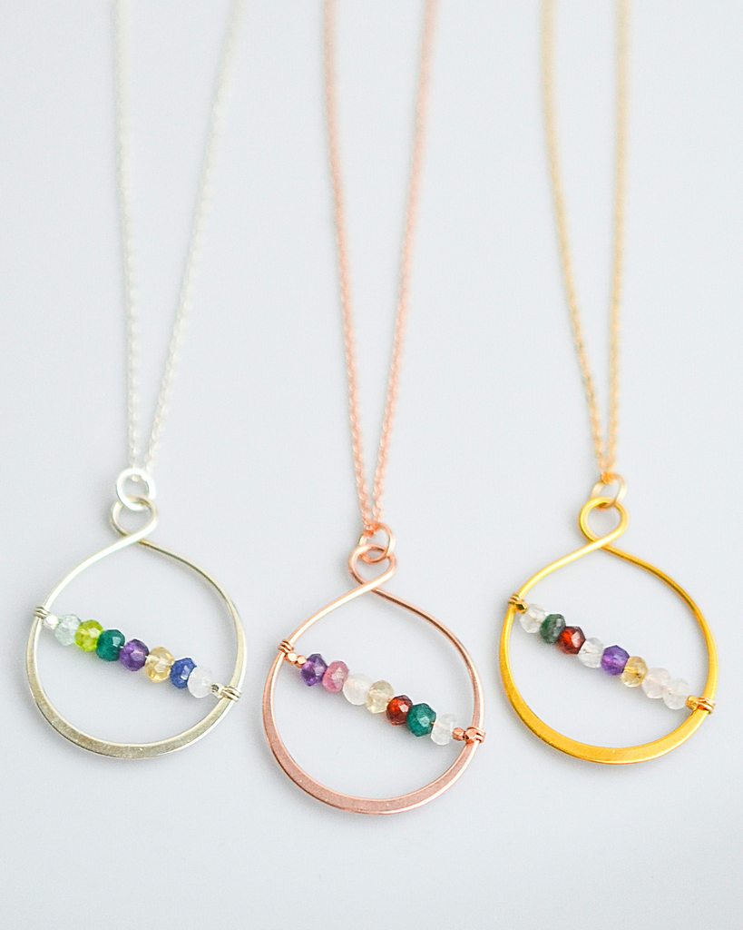 Mother's Large Infinity Birthstone Necklace