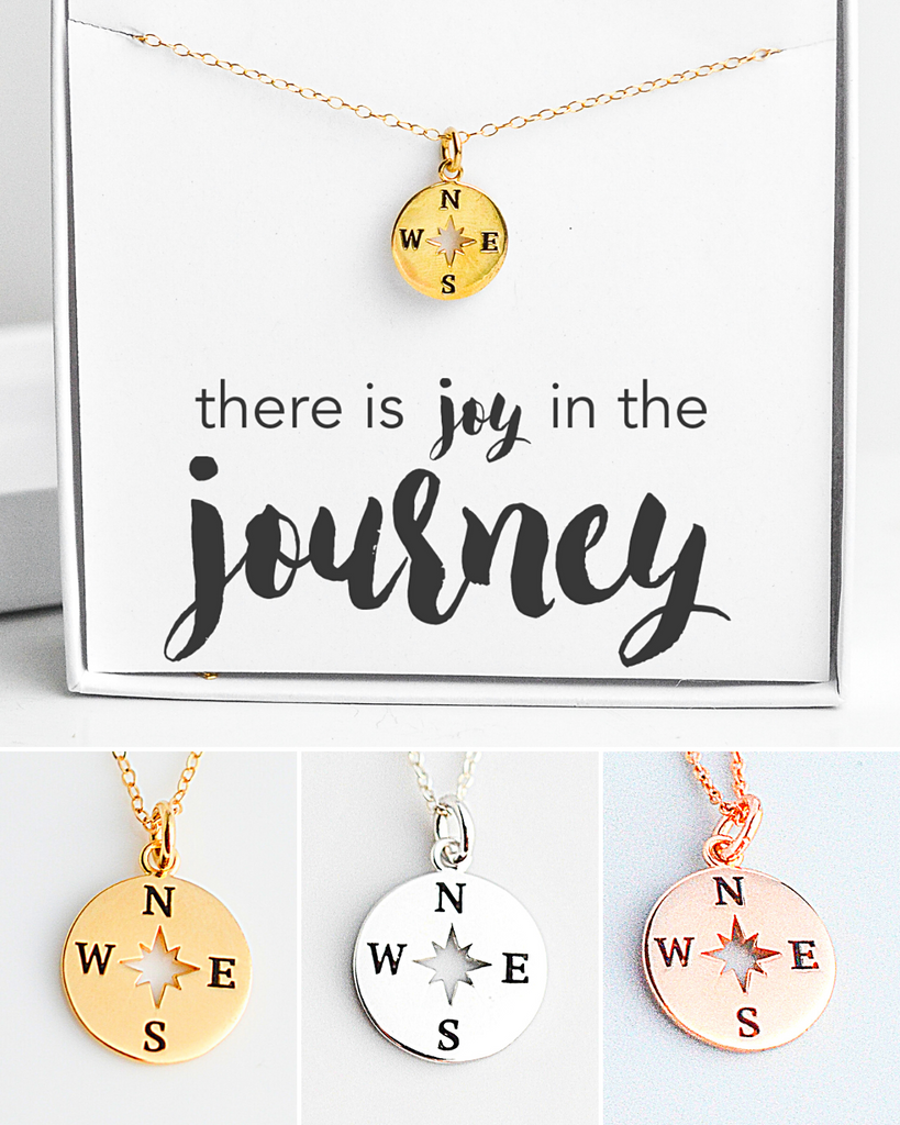 Joy in the Journey Solid Compass Necklace