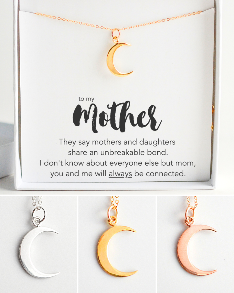 Mother's Crescent Moon Necklace