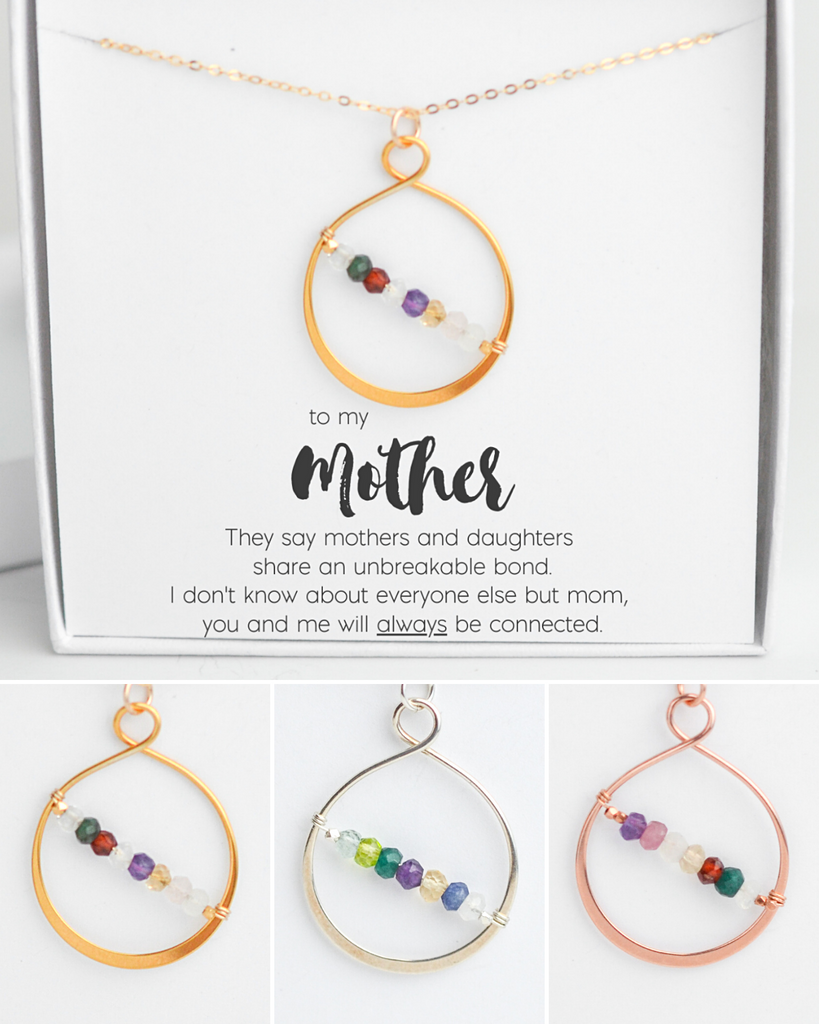 Mother's Large Infinity Birthstone Necklace