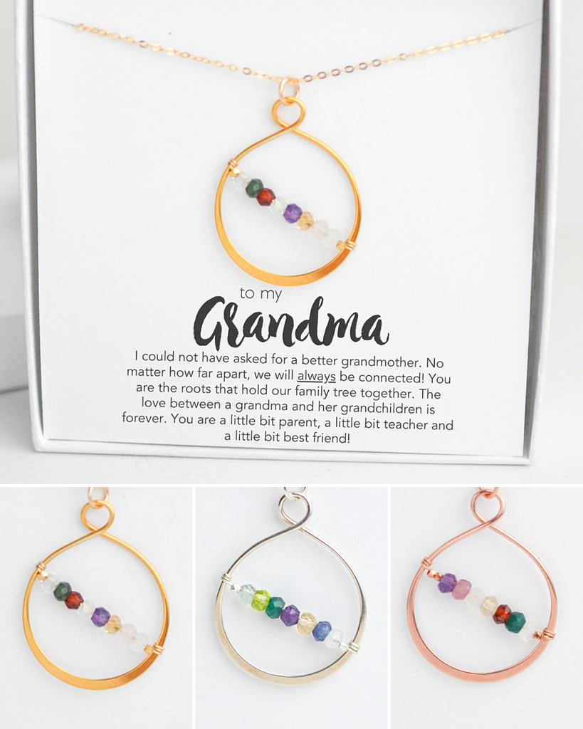 Grandma Large Infinity Birthstone Necklace