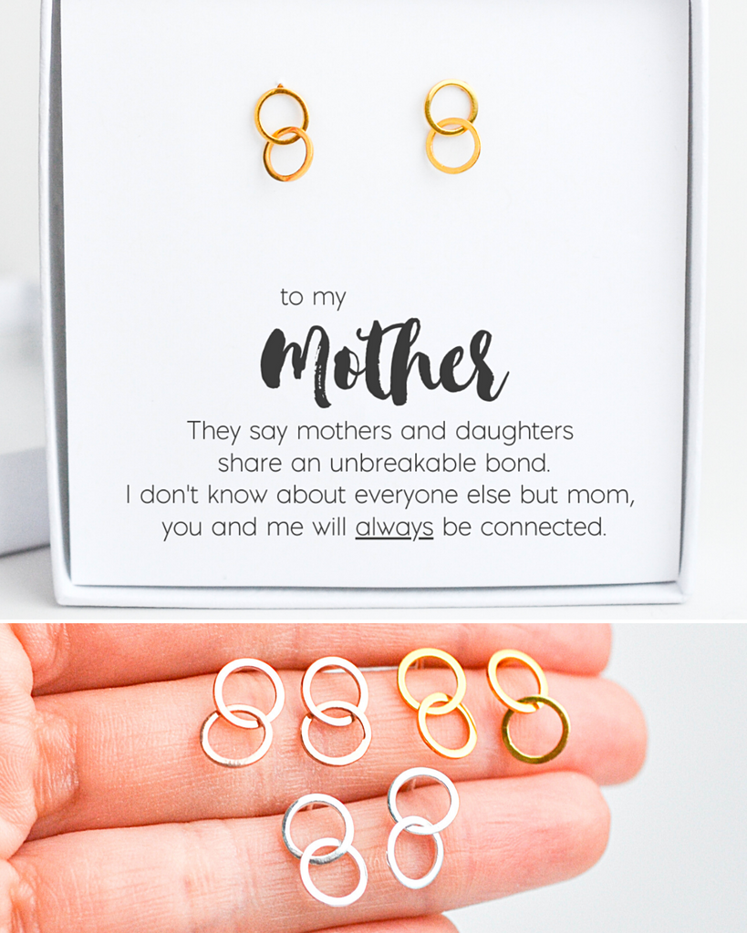 Connected Stud Earrings for Mom