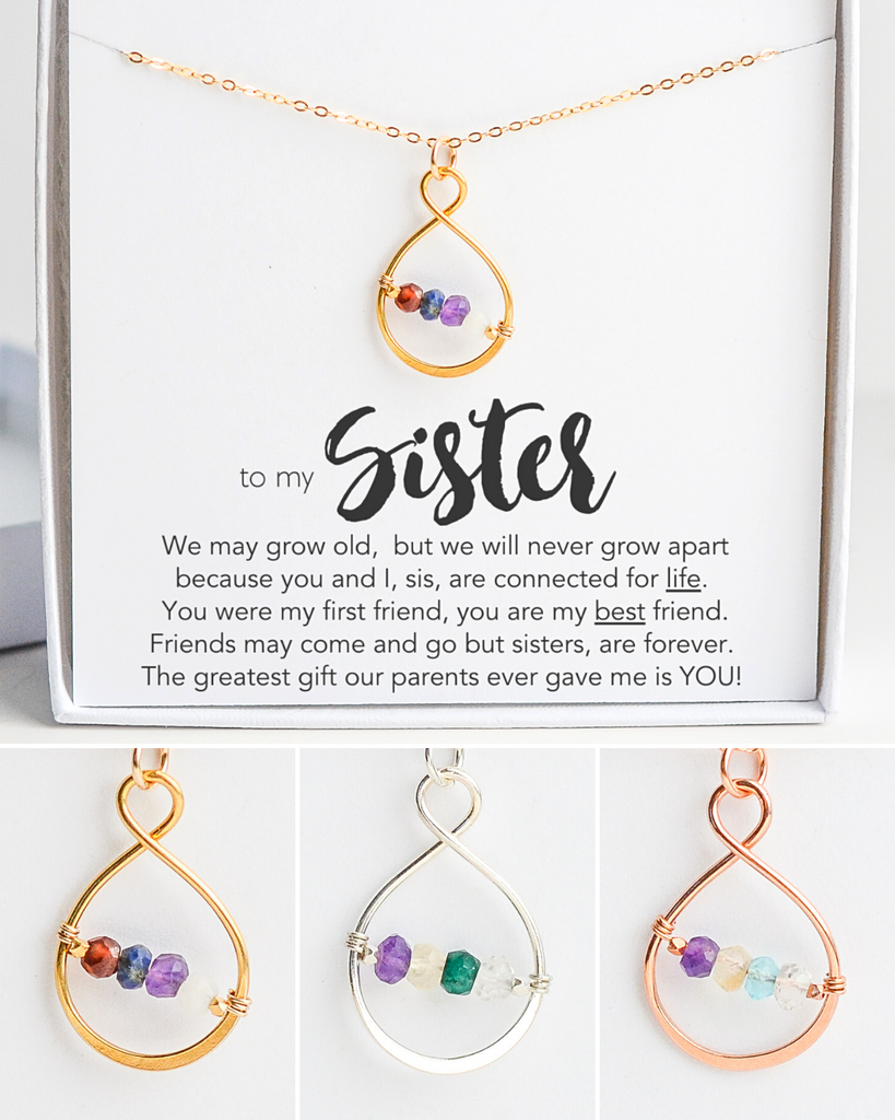 Sister Small Infinity Birthstone Necklace