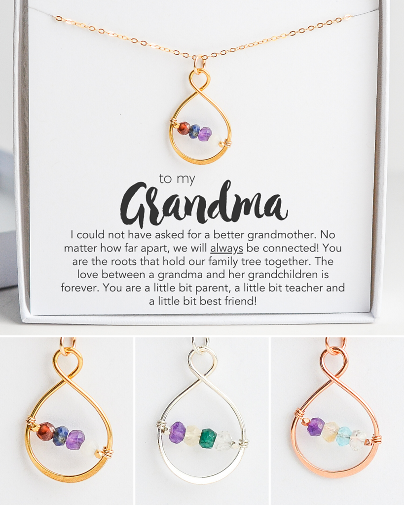 Grandma Small Infinity Birthstone Necklace