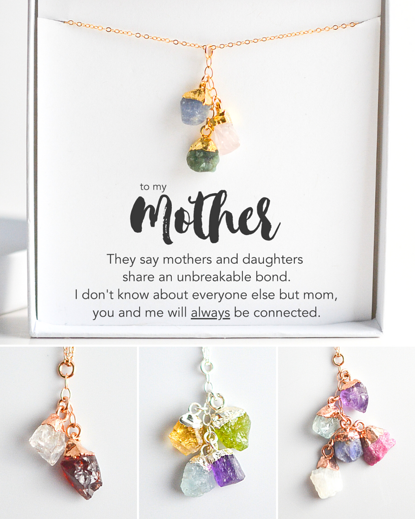 Mother's Birthstone Cluster Necklace