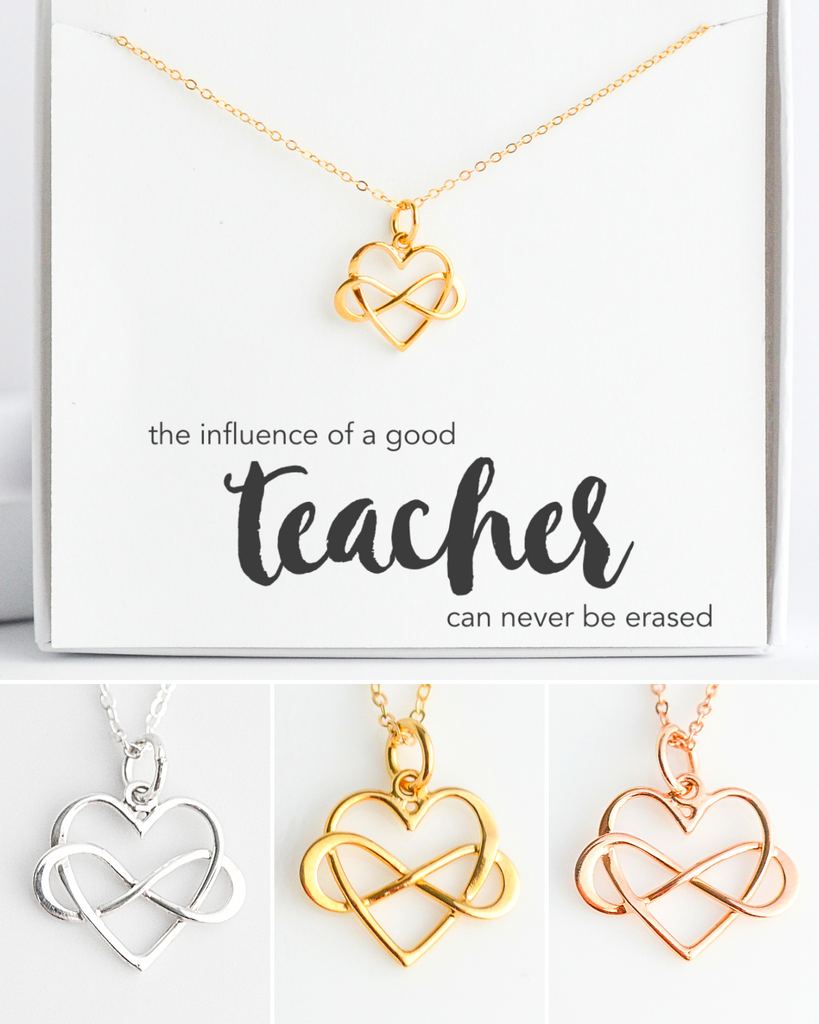 Teacher Infinity Heart Necklace