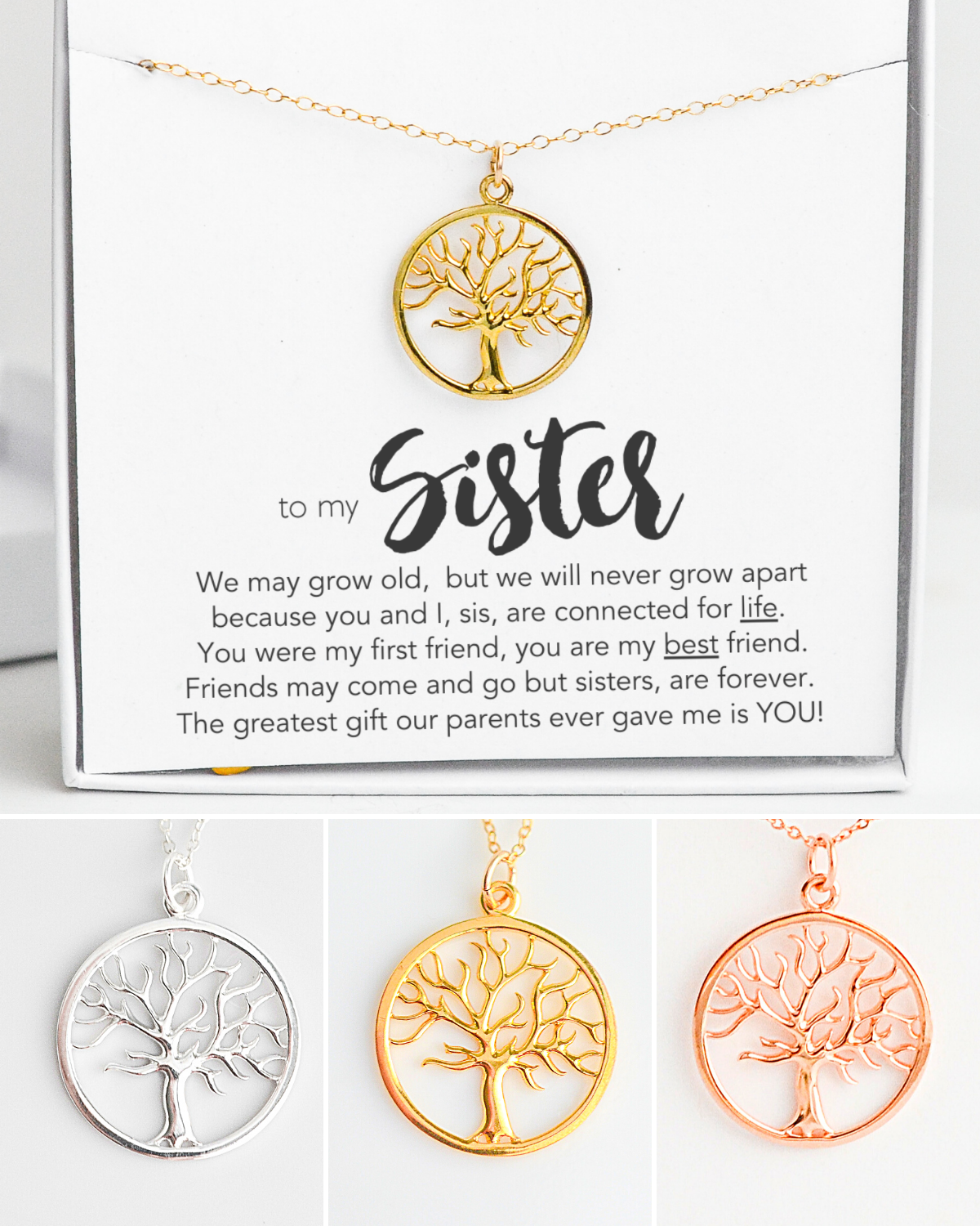 Sister Gifts from Sister Sterling Silver Celtic Knot Tree of Life Sister  Pendant Necklace Gift for Sisters : Everything Else - Amazon.com