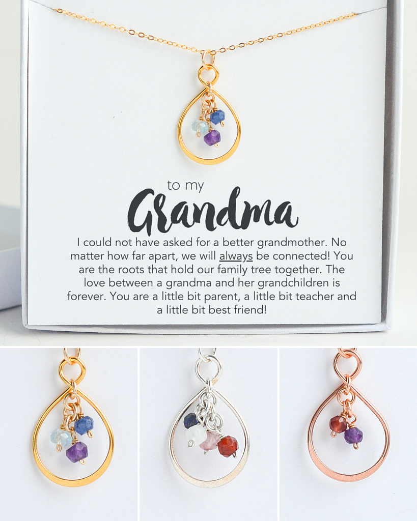 Grandma Small Infinity Teardrop Necklace