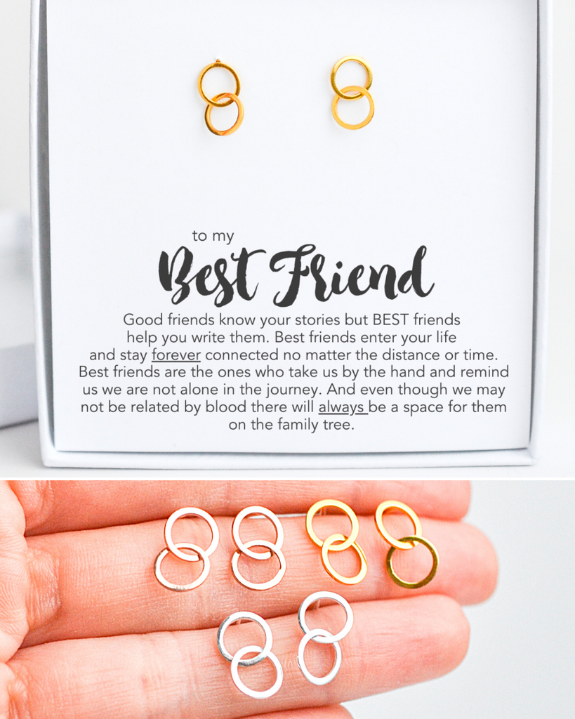 Connected Stud Earrings for Best Friend