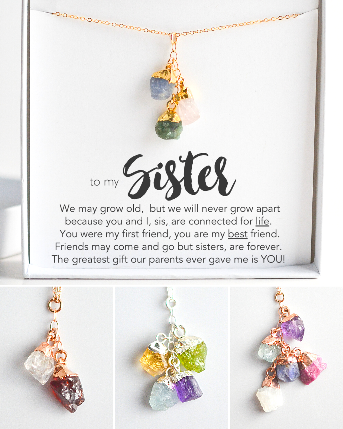 Sibling top birthstone necklace