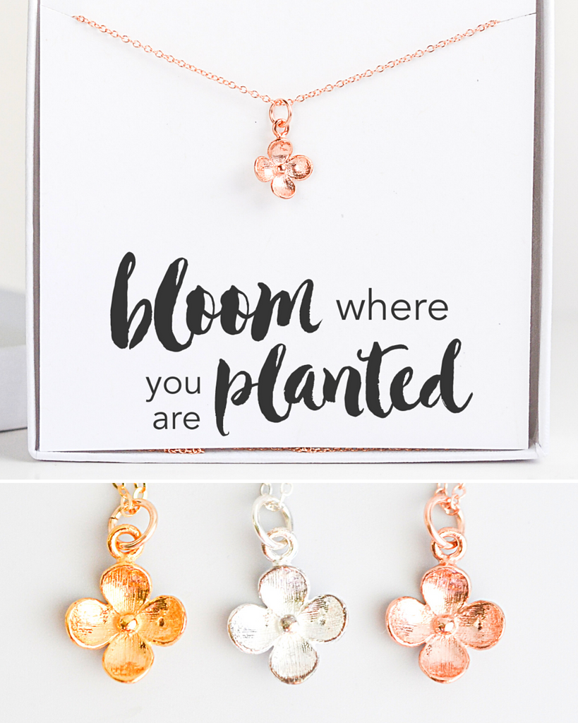 Bloom Where You Are Planted Flower Necklace